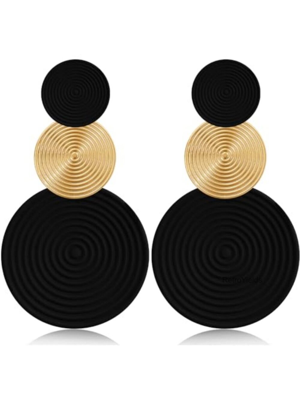 Handmade Long Round Alloy Dangle Drop Earrings Vintage Statement Lightweight